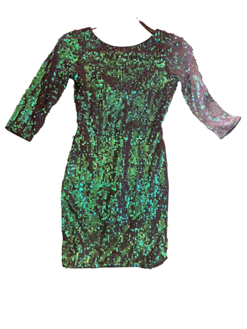 Arden B Green Iridescent Sequined dress